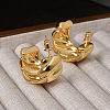 Twist C-Shaped Brass Half Hoop Stud Earrings for Women LS-EJEW-G391-17G-1