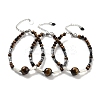 Natural Tiger Eye Round & Synthetic Non-magnetic Hematite & White Shell Beaded Bracelets for Women BJEW-K251-02G-1