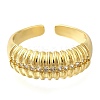 Brass Micro Pave Clear Cubic Zirconia Open Cuff Rings for Women RJEW-M021-03G-1