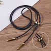 4Pcs 2 Colros Retro Alloy Pendant Black PU Leather Lariat Bolo Tie Necklaces NJEW-ME0001-11A-3