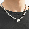 304 Stainless Steel Initial Pendant Cuban Link Chain Necklaces FS-WGB15F2-09-1