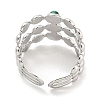 304 Stainless Steel Synthetic Malachite Cuff Rings G-Z056-05P-04-3