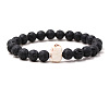Natural Lava Rock & Synthetic Turquoise Beads Stretch Bracelets for Men Women QO0012-15-1
