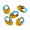 Transparent Resin & Walnut Wood Pendants RESI-M027-02J-4