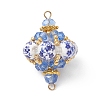 Oriental Blue and White Porcelain Style Lantern Beaded Links Connector Charms PALLOY-MZ01187-1