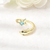 Brass Micro Pave Cubic Zirconia Cuff Rings for Women RJEW-K312-01A-G-2