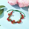 Flower Acrylic & MIYUKI Seed Beads & Natural Carnelian Bracelets BJEW-MZ00221-01-1