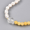Round Natural Fresh Water Pearl & Quartz Crystal Beaded Wrap Bracelets for Women BJEW-T022-11-5