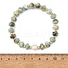 Natural Larimar Rondelle Beaded Stretch Bracelets with Natural Pearl BJEW-JB14432-4