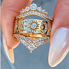 3Pcs Brass Micro Pave Clear Cubic Zirconia Finger Rings for Women FS-WGDAF26-02-1