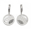 Flat Round with Sunflower 304 Stainless Steel Dangle Earrings EJEW-L283-058P-1