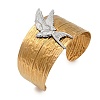 Textured 304 Stainless Steel Cuff Bangles for Women BJEW-C158-01B-GP-2