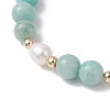 Natural Amazonite & Cultured Freshwater Pearl Beaded Stretch Bracelets for Women BJEW-JB13376-3