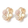 Daisy Brass Enamel Hoop Earrings for Women LS-EJEW-G434-01G-02-4