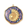 304 Stainless Steel Epoxy Resin with Natural Shell and Sequins Inside Pendants STAS-L026-17G-I04-1