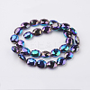 Faceted Electroplate Crystal Glass Oval Beads Strands EGLA-F060B-M-2