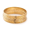 7Pcs PVD Vacuum Plating 304 Stainless Steel Textured Ring Bangles Set for Women BJEW-A011-11D-G-1