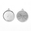 Tibetan Style Antique Silver Alloy Flat Round Pendant Cabochon Settings X-TIBEP-M022-45AS-2