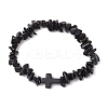 Natural Obsidian Chips Stretch Bracelets for Women Men BJEW-JB11341-09-2