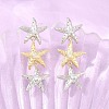 Brass Micro Pave Cubic Zirconia Dangle Stud Earrings EJEW-G471-29B-PG-3