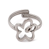 Non-Tarnish 304 Stainless Steel Hollow Flower Cuff Ring for Women RJEW-G322-07P-2