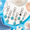 Tortoise Synthetic Turquoise and Natural Howlite & Lava Rock & Flower Amazonite Round Beaded Pendant Decoration HJEW-JM02295-2