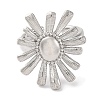 Rack Plating Flower Brass Open Cuff Rings for Women RJEW-S242-11P-2