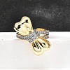 Brass Micro Pave Clear Cubic Zirconia Cuff Rings for Women RJEW-U051-01B-G-1