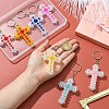 7Pcs 7 Colors Cross Acrylic Keychain with Iron Ring for Keychain KEYC-CJ0001-13-4