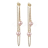 304 Stainless Steel Shell Pearl Round Bead Tassel Stud Earrings EJEW-JE06663-2
