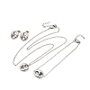 304 Stainless Steel Oval Pendant Necklaces & Bracelets & Stud Earrings Sets SJEW-P008-02P-5