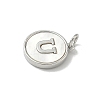 Brass Pave Natural Shell Flat Round with Letter Charms KK-Z115-13P-U-2