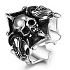 Alloy Pirate Skull Open Ring SKUL-PW0004-15-1