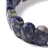 Natural Blue Spot Jasper Oval Beaded Stretch Bracelet G-E010-01C-3