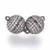 Brass Micro Pave Cubic Zirconia Magnetic Clasps with Loops ZIRC-E120-05B-10mm-NR-2