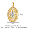 Brass Micro Pave Clear Cubic Zirconia Pendants ZIRC-OY001-05G-2