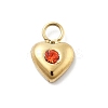 Heart 304 Stainless Steel Rhinestone Charms STAS-L283-30G-2