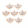 Transparent Faceted Glass Connector Charms GLAA-T021-25D-RS-1