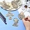35Pcs 7 Styles Wedding Theme Wooden Huggie Pendants WOOD-CJ0002-07-4