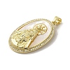 Brass Pave Shell Pendants KK-I708-16E-G-2