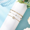304 Stainless Steel Heart & Natural Labradorite Nuggets Link Chain 3 Layer Stackable Necklaces BJEW-JB12459-02-4