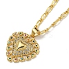 Brass Micro Pave Colorful Cubic Zirconia Peach Heart Pendant Necklaces for Women NJEW-Q346-01G-03-1