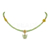 Glass Seed Beads & Flower Handmade Lampwork Beaded Necklaces NJEW-MZ00065-02-2