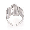 Adjustable 304 Stainless Steel Cuff Rings for Women RJEW-N052-10P-3