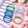 15 Colors Faceted Rondelle Glass Beaded Stretch Bracelet Sets BJEW-JB10698-2