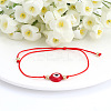 Flat Round with Evil Eye  Braided Bead Bracelets WG2D48B-01-4