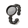 Flower 304 Stainless Steel Cuff Ring Components STAS-P454-05B-B-1