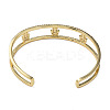 Cubic Zirconia Hamsa Hand Open Cuff Bangle BJEW-N012-039-4