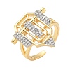 Brass Micro Pave Clear Cubic Zirconia Open Cuff Rings for Women Men KK-B124-12GP-4