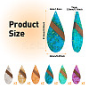 12Pcs 6 Colors Transparent Resin & Walnut Wood Big Pendants WOOD-TA0002-48-3
